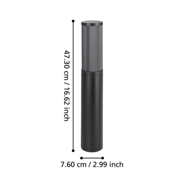 Baliza para exterior SALLE, negro con estructura de aluminio y plástico estriado, E27, IP54