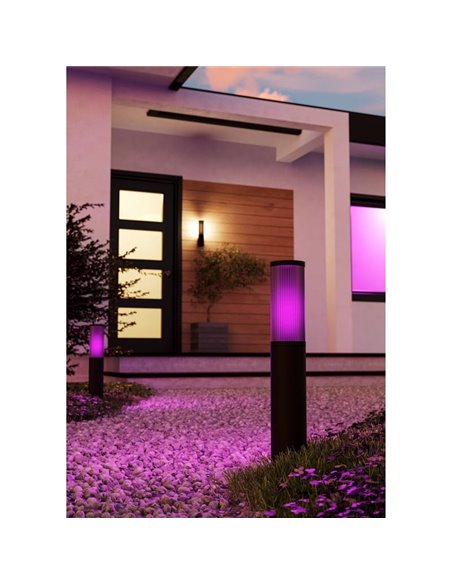 Baliza para exterior SALLE, negro con estructura de aluminio y plástico estriado, E27, IP54