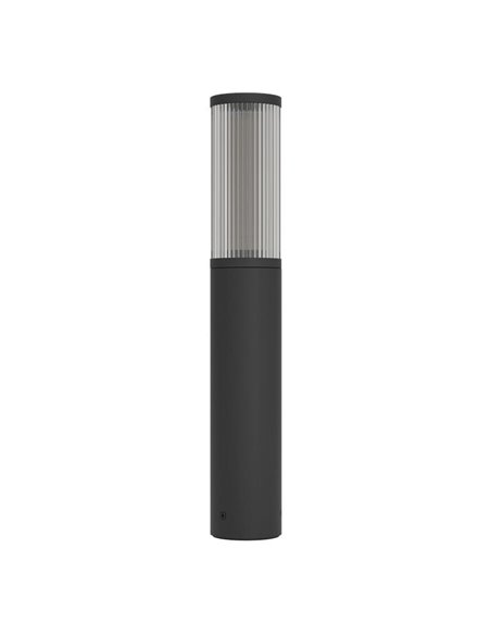 Baliza para exterior SALLE, negro con estructura de aluminio y plástico estriado, E27, IP54