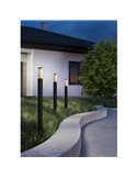 Baliza exterior SALLE, negra con estructura de alumino y plástico estriado, 110cm altura E27, IP54