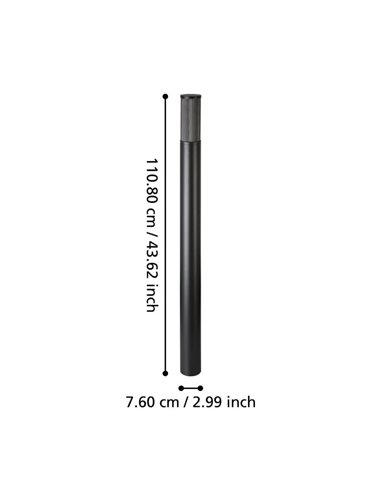 Baliza exterior SALLE, negra con estructura de alumino y plástico estriado, 110cm altura E27, IP54