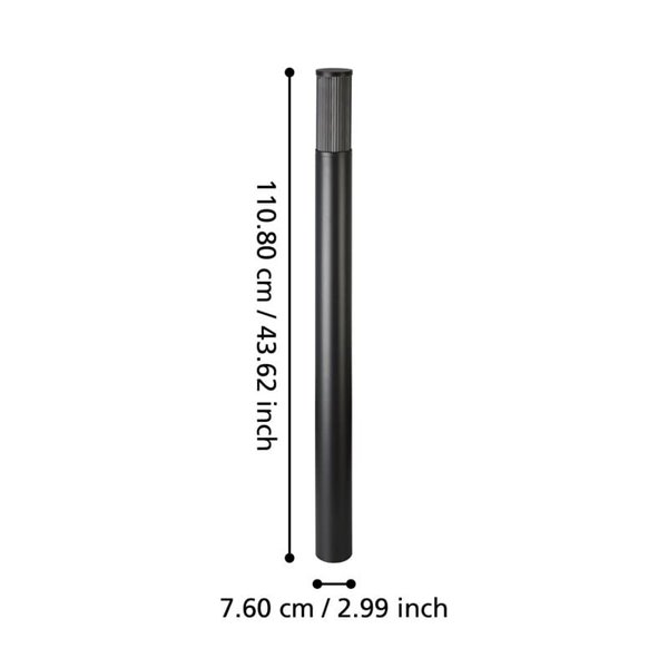 Baliza externa SALLE, preta com estrutura em alumínio e plástico nervurado, 110 cm de altura E27, IP54