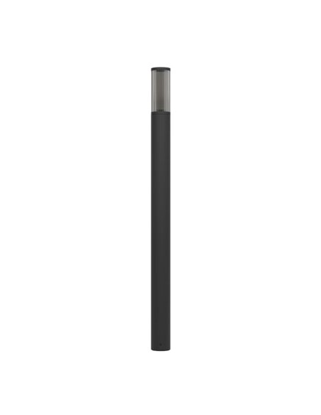 Baliza exterior SALLE, negra con estructura de alumino y plástico estriado, 110cm altura E27, IP54