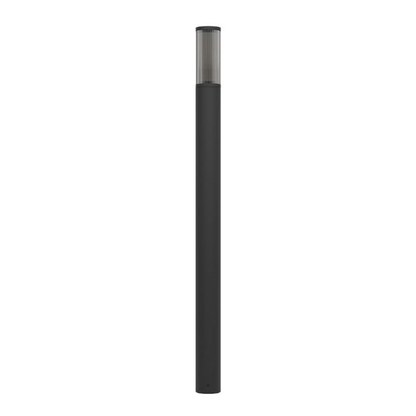 Baliza exterior SALLE, negra con estructura de alumino y plástico estriado, 110cm altura E27, IP54