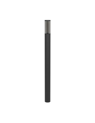 Baliza exterior SALLE, negra con estructura de alumino y plástico estriado, 110cm altura E27, IP54