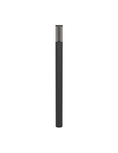 Baliza exterior SALLE, negra con estructura de alumino y plástico estriado, 110cm altura E27, IP54