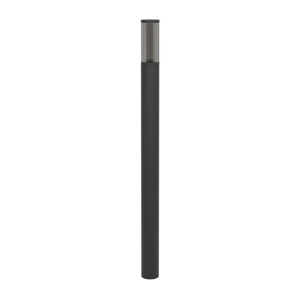 Baliza exterior SALLE, negra con estructura de alumino y plástico estriado, 110cm altura E27, IP54