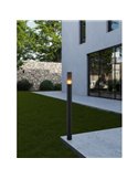 Baliza exterior SALLE, negra con estructura de alumino y plástico estriado, 110cm altura E27, IP54