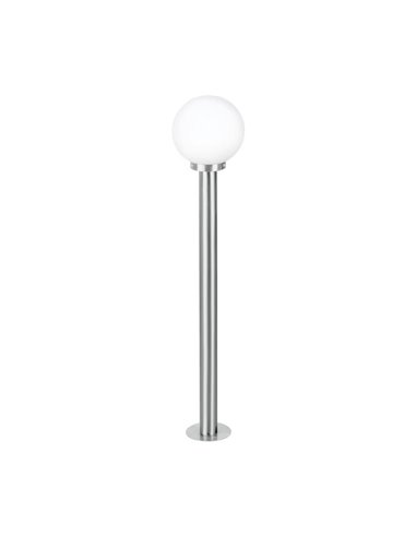 Farol externo NISIA, estrutura em aço inoxidável, altura 1m, abajur redondo Ø20cm, E27, IP44