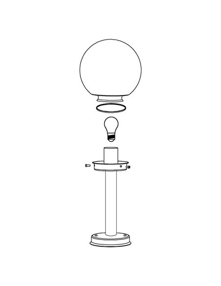 Farol externo NISIA, estrutura em aço inoxidável, altura 1m, abajur redondo Ø20cm, E27, IP44