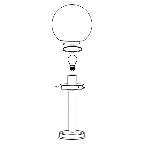 Farol externo NISIA, estrutura em aço inoxidável, altura 1m, abajur redondo Ø20cm, E27, IP44