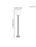 Baliza para exterior NISIA, estructura en acero inoxidable 1m altura tulipa redonda Ø20cm, E27, IP44