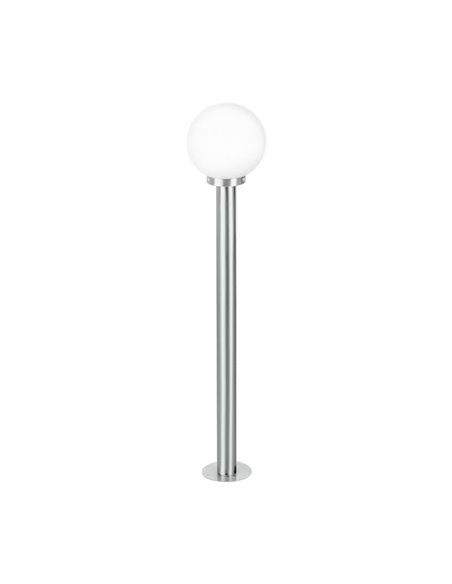 Farol externo NISIA, estrutura em aço inoxidável, altura 1m, abajur redondo Ø20cm, E27, IP44