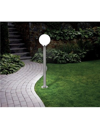 Baliza para exterior NISIA, estructura en acero inoxidable 1m altura tulipa redonda Ø20cm, E27, IP44