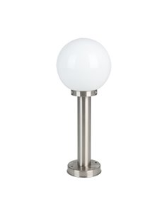 Baliza exterior 50cm de altura NISIA, con estructura de acero inoxidable y tulipa de cristal redonda blanca, E27, IP44
