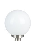 Baliza exterior 50cm de altura NISIA, con estructura de acero inoxidable y tulipa de cristal redonda blanca, E27, IP44