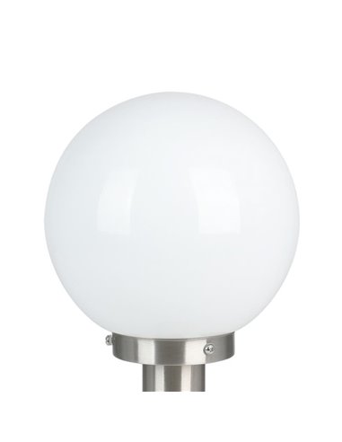 Baliza exterior 50cm de altura NISIA, con estructura de acero inoxidable y tulipa de cristal redonda blanca, E27, IP44