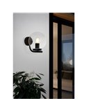 Aplique de pared exterior TAVERNA, con estructura de acero galvanizado negro y cúpula de plástico transparente, E27, IP44