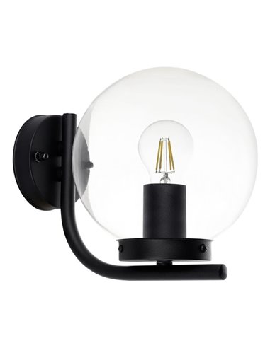 Applique d'extérieur TAVERNA, avec structure en acier galvanisé noir et dôme en plastique transparent, E27, IP44