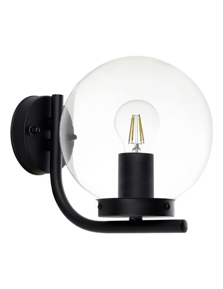 Applique d'extérieur TAVERNA, avec structure en acier galvanisé noir et dôme en plastique transparent, E27, IP44