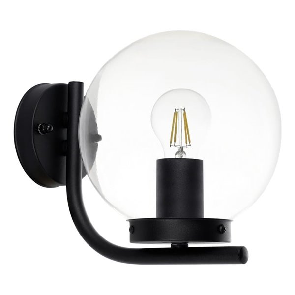 Applique d'extérieur TAVERNA, avec structure en acier galvanisé noir et dôme en plastique transparent, E27, IP44