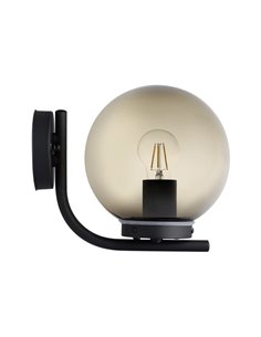 Luminária de parede externa TAVERNA, com estrutura em aço preto e cúpula em plástico preto transparente, E27, IP44