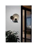 Aplique de exterior TAVERNA, con estructura de acero negro y cúpula de plástico negro transparente, E27, IP44