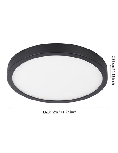 Luminária de teto externa LED redonda ARGOLIS 2, preta, 20,5 W, 2400 Lm, 3000 K, Ø 285 mm, IP44