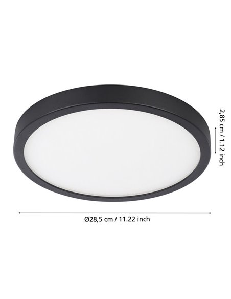 Plafón LED para exterior redondo ARGOLIS 2, negro 20,5W 2400Lm 3000K, Ø285mm, IP44