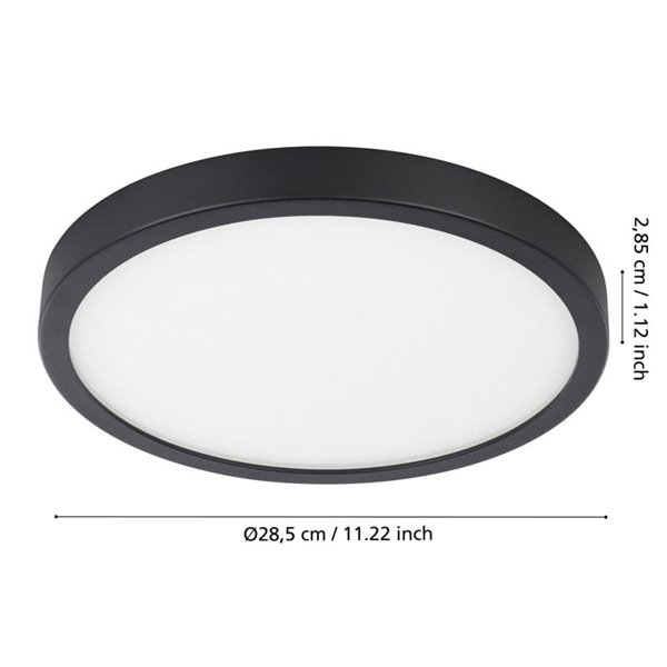 Plafón LED para exterior redondo ARGOLIS 2, negro 20,5W 2400Lm 3000K, Ø285mm, IP44