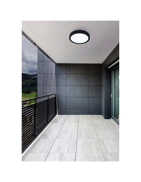 Luminária de teto externa LED redonda ARGOLIS 2, preta, 20,5 W, 2400 Lm, 3000 K, Ø 285 mm, IP44
