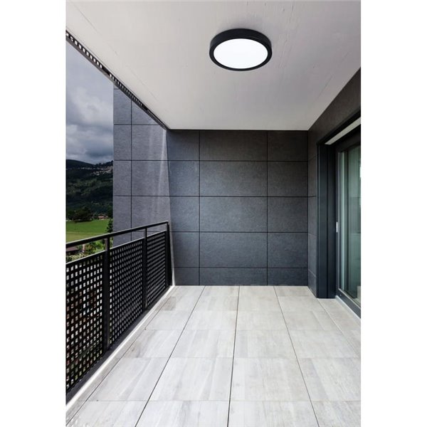 Luminária de teto externa LED redonda ARGOLIS 2, preta, 20,5 W, 2400 Lm, 3000 K, Ø 285 mm, IP44