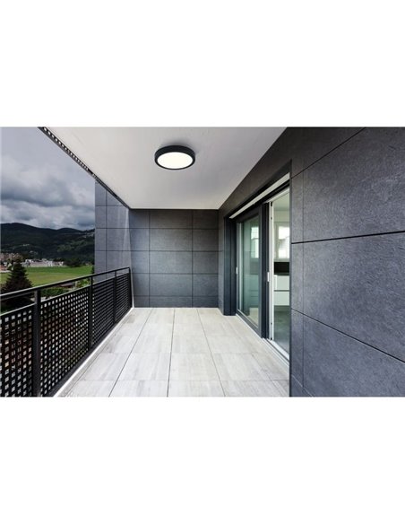 Plafón LED para exterior redondo ARGOLIS 2, negro 20,5W 2400Lm 3000K, Ø285mm, IP44