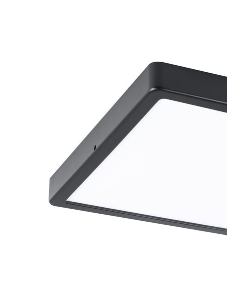 Plafón LED de exterior cuadrado negro ARGOLIS 2, para exterior 2400Lm 3000K, IP44