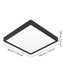 Plafonnier d'extérieur LED carré noir ARGOLIS 2, 2400 Lm 3000 K, IP44