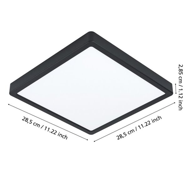 Plafonnier d'extérieur LED carré noir ARGOLIS 2, 2400 Lm 3000 K, IP44