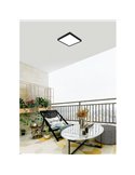 Plafonnier d'extérieur LED carré noir ARGOLIS 2, 2400 Lm 3000 K, IP44