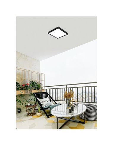 Plafón LED de exterior cuadrado negro ARGOLIS 2, para exterior 2400Lm 3000K, IP44