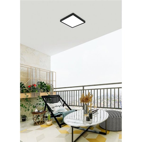 Plafonnier d'extérieur LED carré noir ARGOLIS 2, 2400 Lm 3000 K, IP44