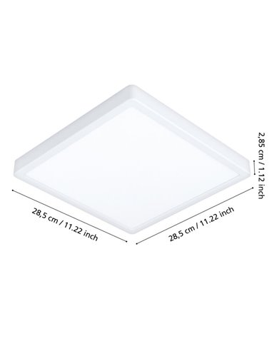 Luminária de teto externa LED branca quadrada ARGOLIS 2, 2400Lm 3000K, IP44