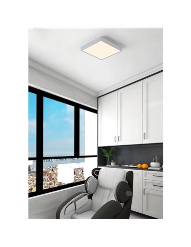 Plafonnier d'extérieur carré LED blanc ARGOLIS 2, 2400 Lm 3000 K, IP44