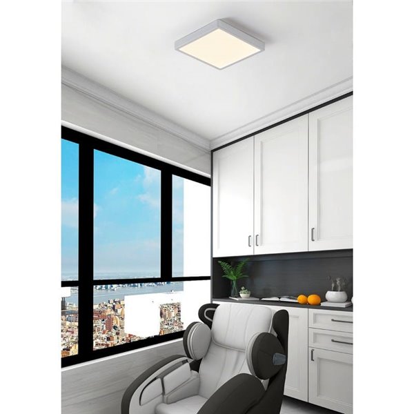 Plafón LED de exterior cuadrado blanco ARGOLIS 2, para exterior 2400Lm 3000K, IP44