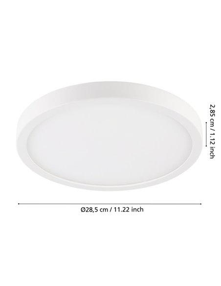 Luminária de teto LED branca redonda ARGOLIS 2 para uso externo, Ø285mm, 2400Lm, 3000K, IP44