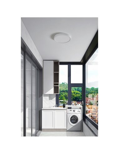 Plafonnier LED rond blanc ARGOLIS 2 pour extérieur, Ø285mm, 2400Lm, 3000K, IP44