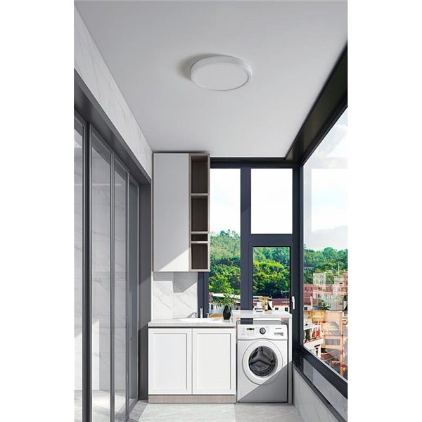 Plafonnier LED rond blanc ARGOLIS 2 pour extérieur, Ø285mm, 2400Lm, 3000K, IP44