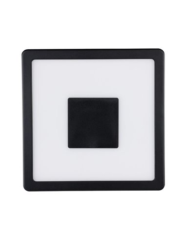 Plafonnier LED carré aux angles arrondis et détail central, IPHIAS 2, pour extérieur, 17W, 2000Lm, 3000K, IP44