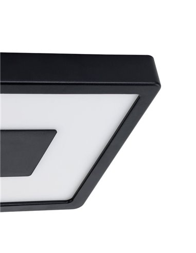 Luminária de teto LED quadrada com cantos arredondados e detalhe central, IPHIAS 2, para uso externo, 17W, 2000Lm, 3000K, IP44