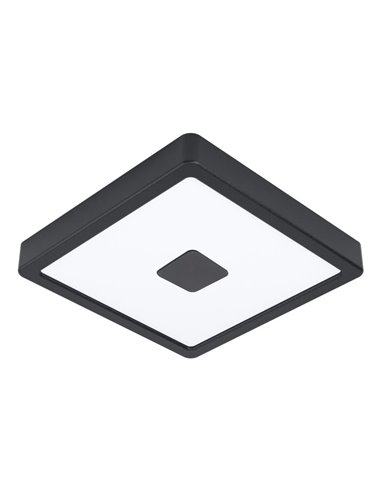 Plafonnier LED carré aux angles arrondis et détail central, IPHIAS 2, pour extérieur, 17W, 2000Lm, 3000K, IP44