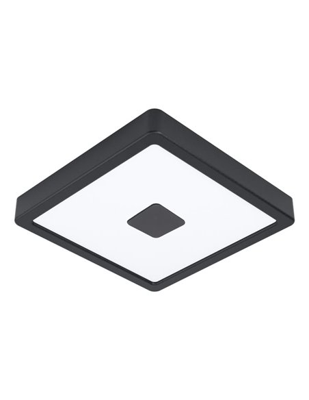 Plafonnier LED carré aux angles arrondis et détail central, IPHIAS 2, pour extérieur, 17W, 2000Lm, 3000K, IP44