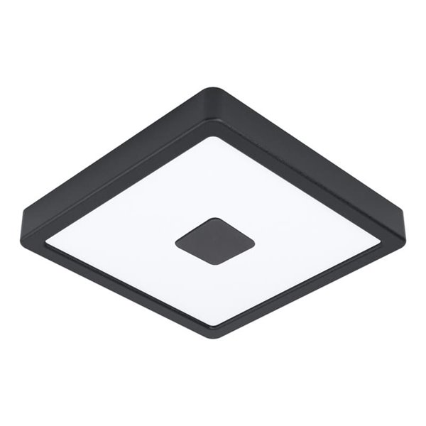 Plafonnier LED carré aux angles arrondis et détail central, IPHIAS 2, pour extérieur, 17W, 2000Lm, 3000K, IP44
